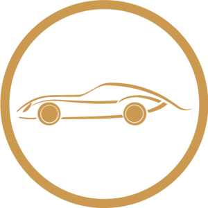 icon gold outline of car inside circle